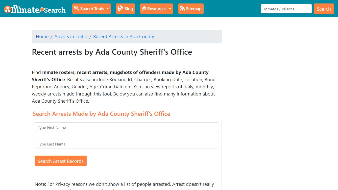 Recent arrests by Ada County Sheriff's Office | Mugshots, Rosters ...